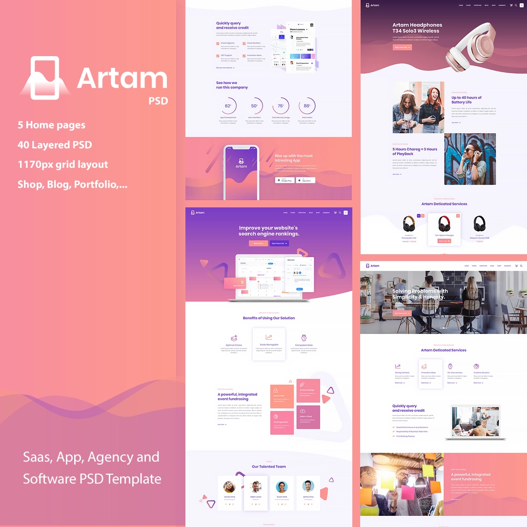 طراحی رابط کاربری قالب وردپرس Artam